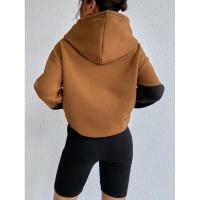 Sudaderas con capucha para mujer, ajuste, colores contrastantes, top cálido para mujer, sudaderas con capucha marrones sueltas para Haruku - details 6