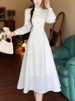 Ropa de mujer temperamento nuevo estilo chino largo primavera delgado suave sólido Jacquard vestidos elegantes - details 5