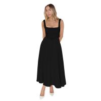 Primavera y verano nuevo vestido halter sin mangas con cuello cuadrado de color sólido - details 1