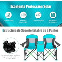 Sillas de Camping Plegables, Silla Plegable Portátil Doble con Bolsa de Transporte Refrigeradora, Silla de Picnic de 2 Asientos para Exteriores con Mesa y Dosel Desmontable (Azul) - details 23