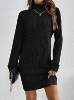 Vestido de Punto de Moda Invernal Cuello Redondo, Manga Larga, Comodidad Suelta para Mujeres - details 7