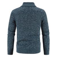 Suéter de punto con cuello abierto para hombre, abrigo de lana con cremallera de Color sólido adelgazante, Top para hombre - details 2