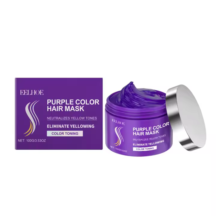 Keratin Purple nutre, hidrata el cabello seco y encrespado, mascarilla reparadora suave y brillante - 1