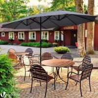 Sombrilla Parasol Rectangular, Sombrillas Jardin para Terraza Playa Piscina Mercado Patio Exterior, 300 x 150 cm, Protección Solar UV50+, Doble Beige - details 12