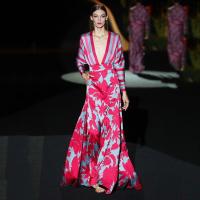 Vestido Maxi Bohemio Vintage Para Mujer Elegante Y Sexy Con Estampado Floral A-Line Manga Corta Cintura Ajustada Fiesta - details 1