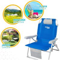 Silla de Playa Plegable y Reclinable 5 Posiciones, Portátil, 55x67,5x86cm, Incluye Cojín, 1 Bolso, 1 Bolsa con Cremallera y Topes Antivuelco - details 5