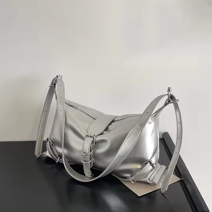 Bolso de mano retro de piel sintética para mujer, bolso de hombro tipo hobo, bolso de mano tipo clutch - 1