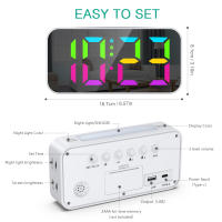 ORIA-reloj despertador Digital con luz nocturna para el hogar y la Oficina, relojes coloridos LED RGB, los mejores regalos - details 3