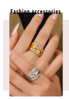 El Nuevo Anillo Geométrico de circón brillante es adecuado para los nudillos de Maple inoxidable Dorado de las mujeres, Regalos de joyería de moda y lujo de las mujeres. - details 3