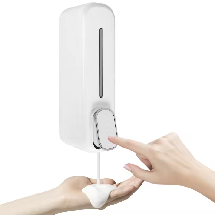 Dispensador de jabón de montaje en pared, 350Ml, champú líquido de manos, Gel de ducha, para baño, cocina, oficina, blanco - 1