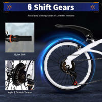 Bicicleta plegable de 20 pulgadas para adultos, 7 velocidades, color blanco,doble freno en V, altura ajustable - details 5