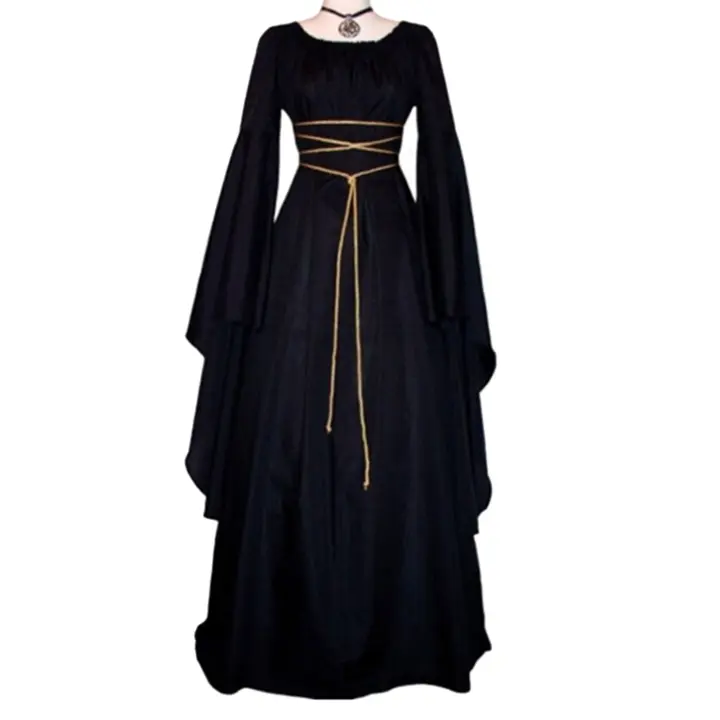 Vestido Medieval renacentista para mujer, disfraz de bruja victoriana para fiesta de Cosplay, actuaciones de escenario del día Medieval - 1