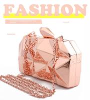 Bag Women 's Cube Metal Handbook Evening Pack Fashion swallow Chain hombro Banquet dress Pack - details 0