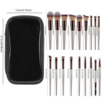Juego de 18 Pinceles de Maquillaje Bolsa Portátil de Oro Champán con Pinceles de Sombras de Ojos y Cabello Suave - details 12