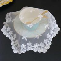 Mantel redondo de malla con bordado floral, funda de boda, comedor, cocina, decoración de mesa navideña y complementos - details 4