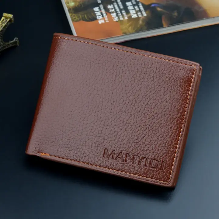 Cartera fina de cuero suave para hombre, patrón de lichi, informal, horizontal, retro, nueva - 1