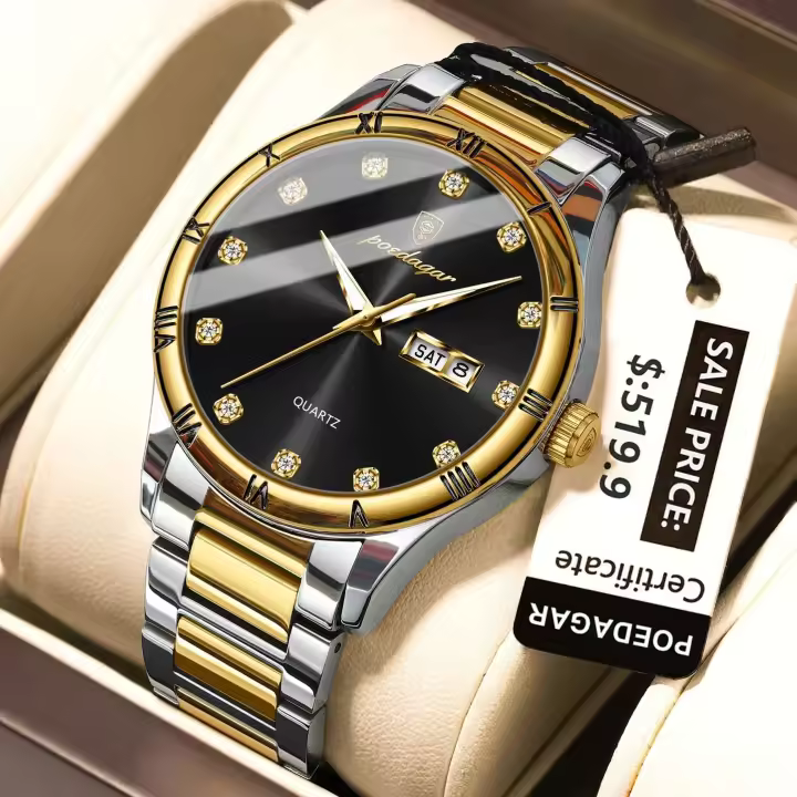 Reloj de Pulsera de Acero Inoxidable de Cuarzo Automático Función de Fecha Resistente al Agua - 1