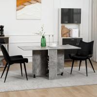 Mesa Plegable de Comedor Mesa de Cocina Plegable con Ruedas Alas Abatibles y Estantes para 4-6 Personas 75x140x74 cm Cemento Gris - details 7