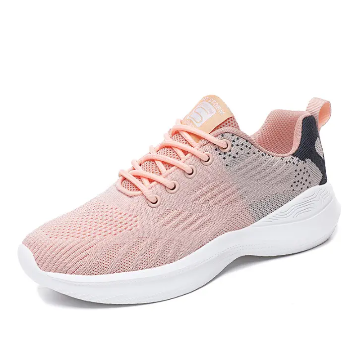 Zapatos de mujer ligeros y transpirables de verano, zapatillas para correr tejidas con mosca de suela gruesa - 1
