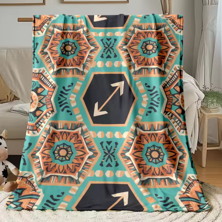 Manta ligera bohemia hexagonal, manta polar para primavera/otoño, para dormitorios, decoración de Hotel, sofá, dormitorio, aire acondicionado, habitación, viaje - 1