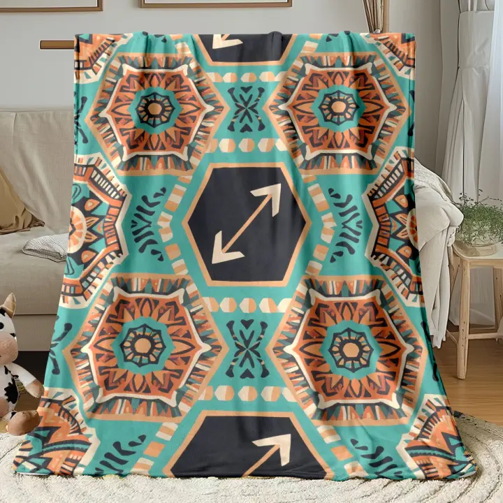 Manta ligera bohemia hexagonal, manta polar para primavera/otoño, para dormitorios, decoración de Hotel, sofá, dormitorio, aire acondicionado, habitación, viaje - 1
