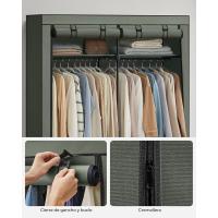 Armario de Tela Portátil Barras para Colgar, Perchero, Plegable, Guardarropa para Dormitorio, Estudio 140 x 43 x 174 cm, Gris RYG02GY - details 33