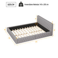Cama tapizada Cama doble juvenil 140 x 200 cm, fabricada en terciopelo agradable para la piel, gris (Sin colchón) - details 7