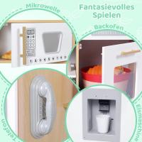 AuAg Juego de cocina de madera para niños pequeños, regalo de cocina de juguete para niños y niñas, juego de cocina, estufa y dispensador de agua con sonido - details 4