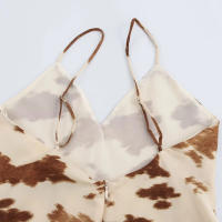 TRAFZA 2025 vestido de noche estampado a la moda para mujer, vestidos por debajo de la rodilla de verano para mujer, vestidos sin mangas con cuello en V y cremallera trasera sin espalda - details 11