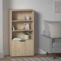 Estantería de Madera, Librería con Puerta y Compartimentos Abiertos, Mueble almacenaje, Organizador,en Color Natural de 119x29x59 cm para Estudio,Dormitorio,Salón, Oficina y Biblioteca - details 1