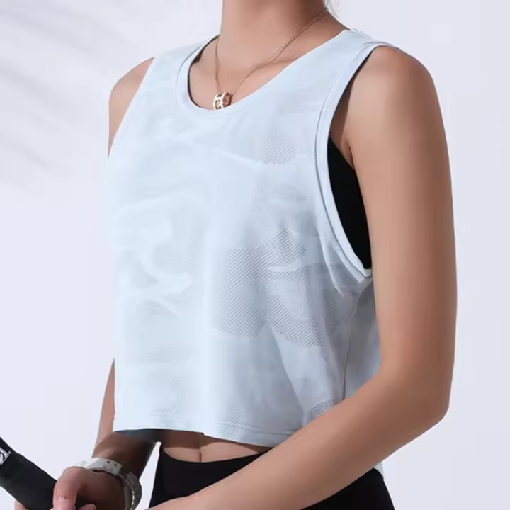 Chaleco de Camuflaje para Correr para Mujer Top Corto de Fitness Camisetas de Yoga de Malla sin Mangas Ropa Deportiva Transpirable para Entrenamiento y Gimnasio - 1