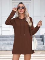 Vestido con capucha de punto de manga larga para mujer, - details 11