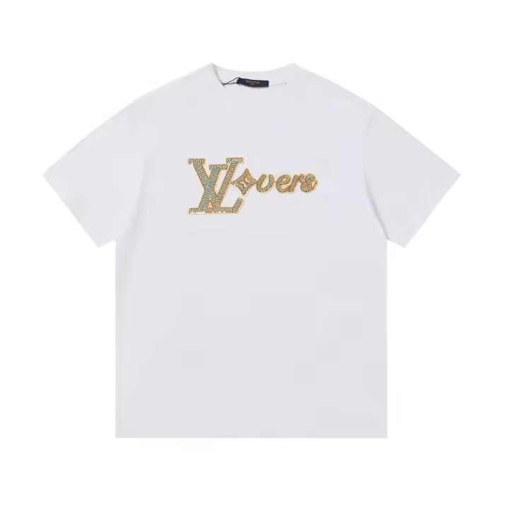 Camiseta de Manga Corta con Diseño de Parche de Cuentas Hecho a Mano Moda de Verano Informal para Parejas - 1
