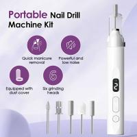 Juego de amoladora, taladro eléctrico inalámbrico con 5 cabezales de pulido, pulidor de uñas, kit de herramientas de belleza para manicura y pedicura - details 1