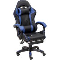 Gaming con Respaldo Ergonómico Inclinable y Altura Ajustable, Silla de Oficina con Soporte Lumbar, Acolchado y Reposapiés Extraíble, Negro, 58x66x114-124 cm - details 29