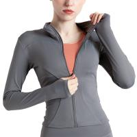 Chaqueta de entrenamiento ligera con cremallera completa para mujer, ropa deportiva ajustada para Yoga, manga larga, sin peso, protección UV - details 3
