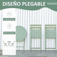 Conjunto de Muebles de Jardín Plegable Mesa Redonda y 2 Sillas de Terraza Marco de Acero y Respaldo - details 1