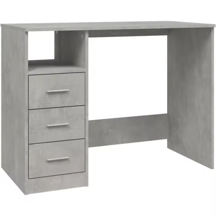 Escritorio con cajones contrachapado Gris hormigón 102x50x76 cm - 1