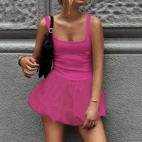 M24DS135 Ropa de Mujer Vestido de Verano Nuevo de Moda Color Sólido con Parches - details 4