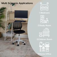 Silla de escritorio ajustable giratoria, silla de oficina con asiento de tela, silla de trabajo ergonómica sin reposabrazos, negra - details 7