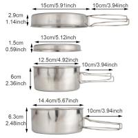 Juego de utensilios de cocina portátil para acampada, vajilla antiadherente con tapa de olla, plato de acero inoxidable, fácil d - details 0