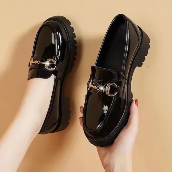 Zapatos Zapatos Individuales Planos De Cuero Para Mujer, Mocasines Pequeños De Estilo Británico, Suela Suave, Antideslizante - 1