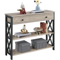 Mesa de Entrada de 3 Niveles Estilo Industrial Gris Tamaño 100x29.5x81cm Para Sala y Oficina - details 0