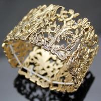 Brazalete Vintage de Hueco Ancho Pulsera Elástica de Moda en Color Oro - details 2
