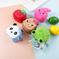 Dibujos animados lindo patrón animal cubo de felpa bolsa de cambio de cremallera pequeña para mujer regalo creativo bolsa de llave corta - details 2