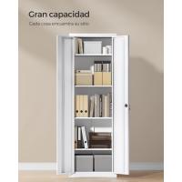 Armario de Garaje de 5 Estantes con 2 Puertas, Armario de Oficina, 40 x 80 x 180 cm, 1 Cerradura, Estantes Ajustables, Gabinete de Metal, Gris Mate OMC015G01 - details 23