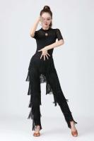 Top mujeres latinas, entrenamiento básico TRE para niñas, trajes de salón, baile de samba, tango, flamenco, camiseta de práctica de baile, 2024 - details 7