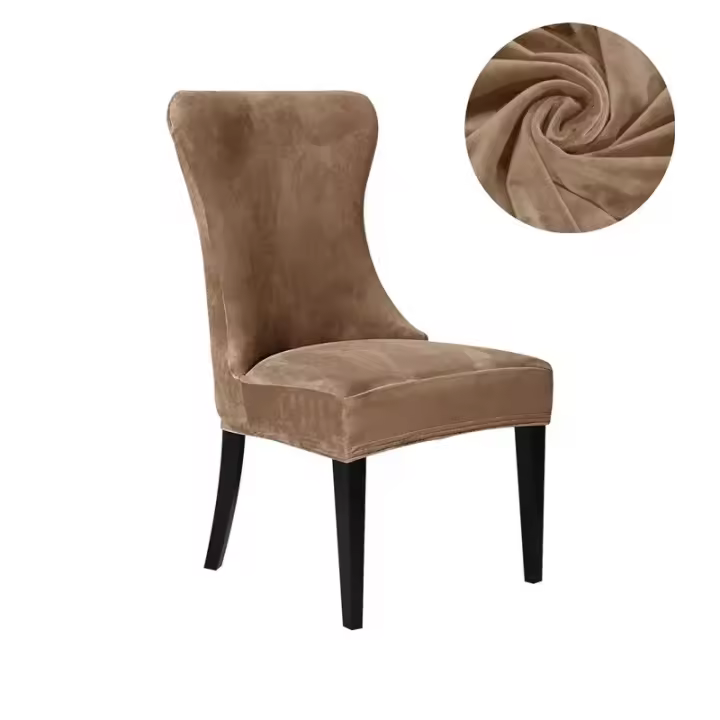 Funda de Silla de Comedor Suave Cubierta Elástica de Color Sólido con Espalda Alta - 1