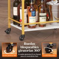Carrito Auxiliar de 3 Niveles,Carrito de Servicio de té con Ruedas con Bloqueo,Carrito de Cocina y Alcohol para Comedor y Sala de Estar,43,2 x 30 x 81,5 cm, Marrón rústico - details 10