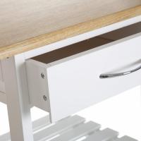 Taburetes con 1 Cajón, 2 Estantes, Cesta extraíble y Botellero para Cocina de Madera Blanco y Natural - details 1